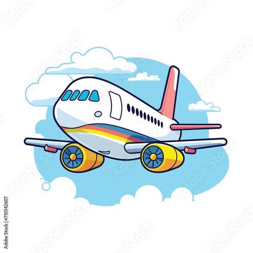 Cute plane tshirt colorful design vector illustration
