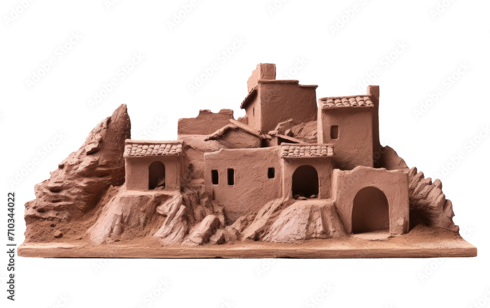 Home Designed with Mud Brick on Rocky Hill On White or PNG Transparent Background. Home Designed with Mud Brick on Rocky Hill On White or PNG Transparent Background.