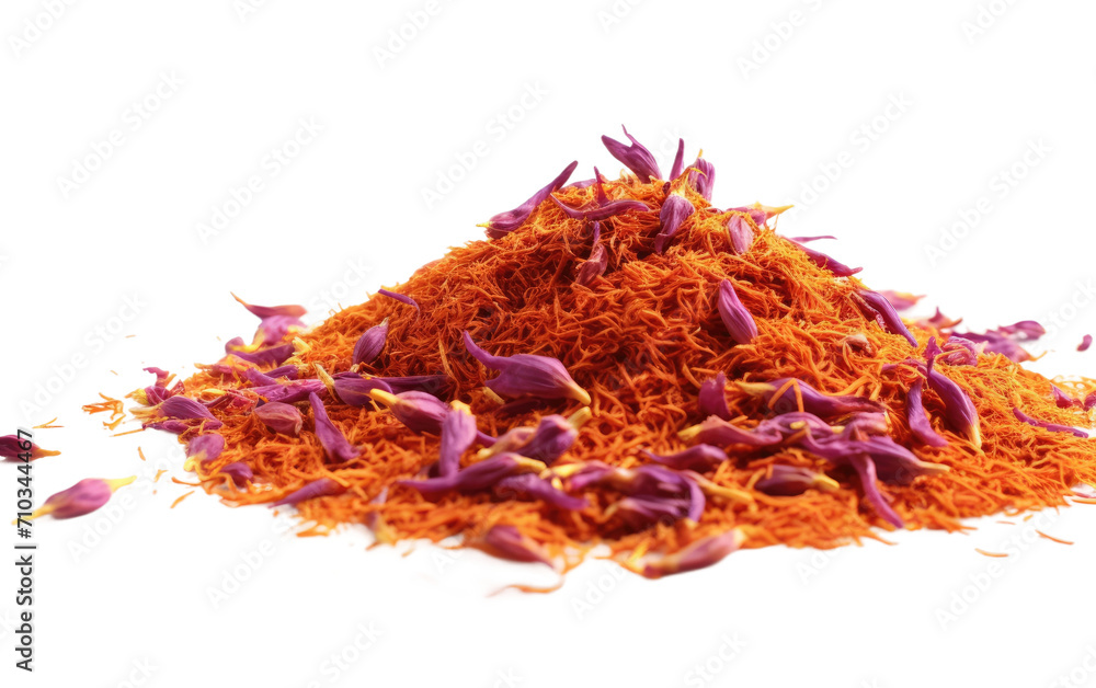 Fototapeta premium Golden Essence Savor the Vibrant Fusion of Saffron Infusing Rich Color and Flavor On White or PNG Transparent Background.