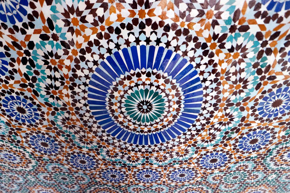 The Great Paris Mosque.  Islamic mosaics decoration.  France.