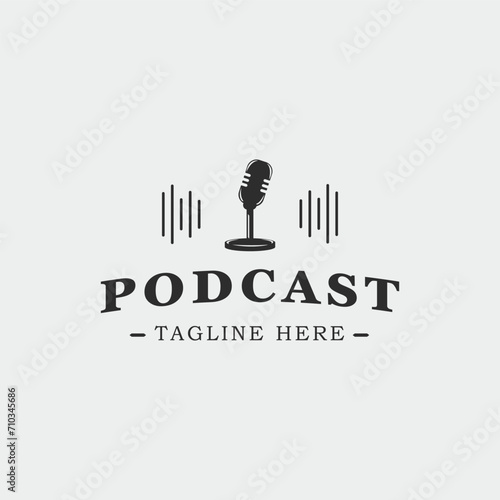 podcast logo vintage vector illustration template icon graphic design