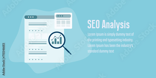 SEO analysis of website ranking, Search engine ranking monitoring software, SEO tools and analytics, vector illustration banner