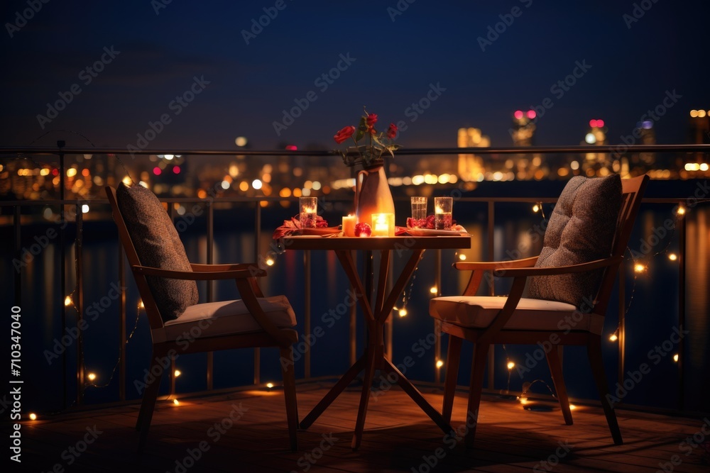 Romantic dinner with a view of the city