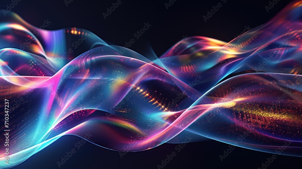 Ethereal Elegance translucent glass ribbon on a dark abstract background, Ai Generated.