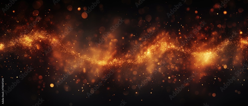 Fire embers particles over black background. Fire sparks background, Ai Generated.