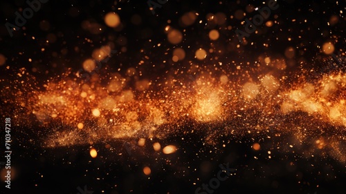 Detail of fire sparks isolated on black background, Ai Generated.