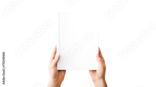 person holding blank paper isolated on transparent background Remove png, Clipping Path, pen tool photo