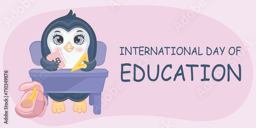 International education day, education concept, january 24, world student day, vector illustration in flat style, november 17, student at desk