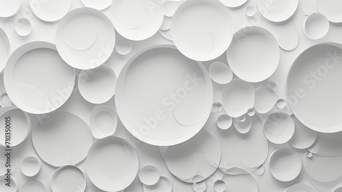 A pattern of white circles arranged on a wall. Suitable for background designs, interior decor, or abstract graphic elements for various print and digital media projects.