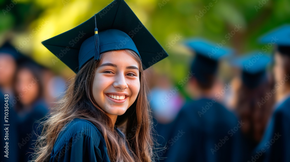 Portrait of a happy and smiling young woman on her graduation day Portrait of a happy and smiling young woman on her graduation day