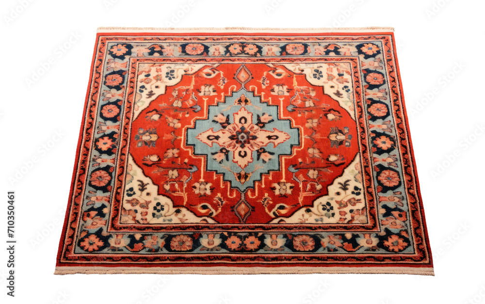 Multicolor Woolen Qulin Rug with Time Honored Traditional Design On White or PNG Transparent Background.