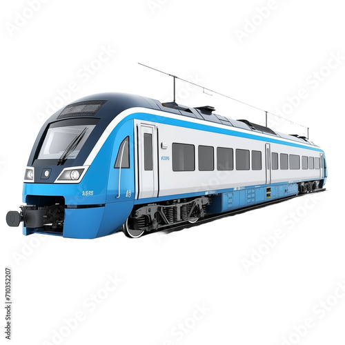 Train on the railway isolated on transparent and white background. Generative ai