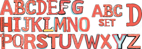 Typography cartoon letters alphabet Set D