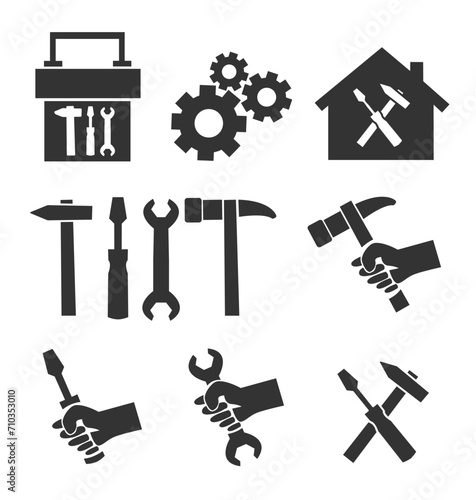 service symbol hammer wrench screwdriver sign