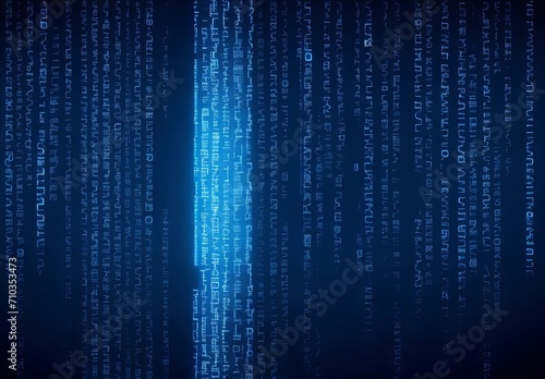 Blue digital binary data on computer screen background 