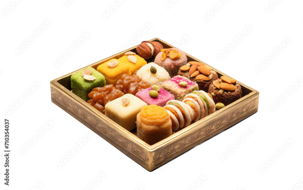 Traditional Bengali Mithai Box a Melody of Flavors On White or PNG Transparent Background. Traditional Bengali Mithai Box a Melody of Flavors On White or PNG Transparent Background.