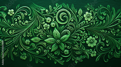 Green background with batik motif, Generate AI,