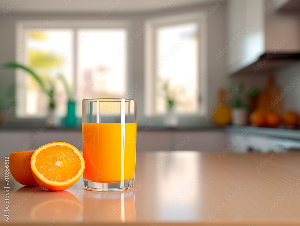 glass of orange juice on the table glass of orange juice on the table