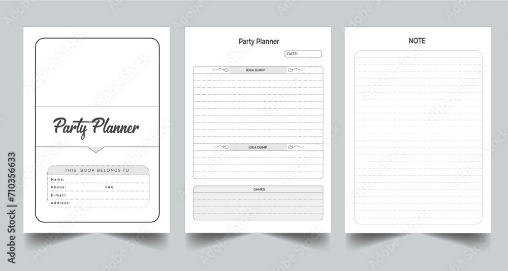 Editable Party Planner Kdp Interior printable template Design.