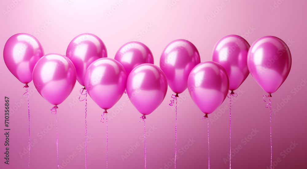 Pink balloons on a pink background, the concept of a holiday, party, sales, opening ceremonies