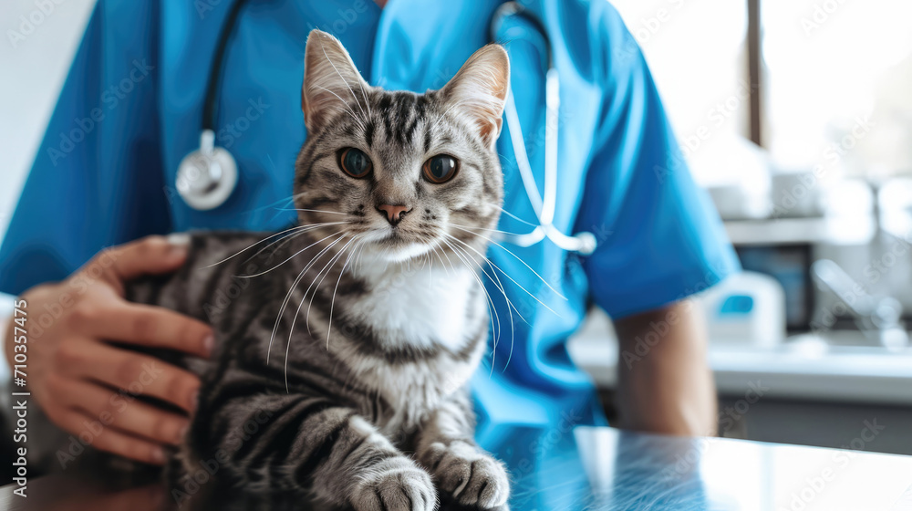 Generative AI, cute cat being examined by professional veterinarian in vet clinic
Generative AI, cute cat being examined by professional veterinarian in vet clinic