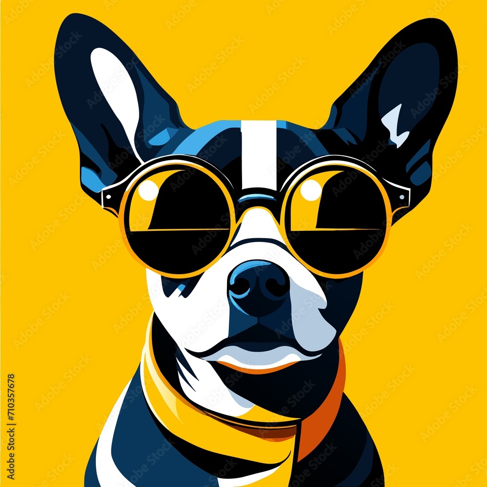 a trendy and hipster-inspired dog wearing glasses, reflecting a contemporary and urban vibe. a trendy and hipster-inspired dog wearing glasses, reflecting a contemporary and urban vibe.