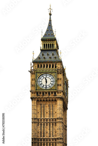 Famous Big Ben clock tower in London isolated png photo