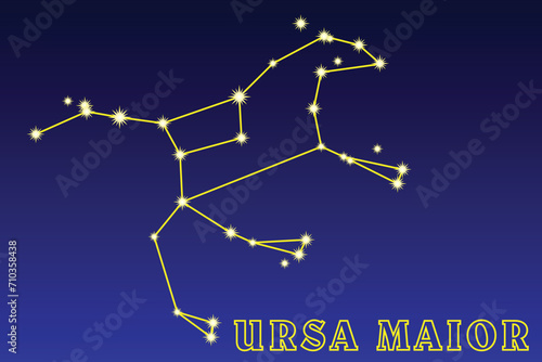 Constellation Ursa Maior. Illustration of the constellation Ursa Major. Constellation of the northern hemisphere of the sky. Seven stars of the Ursa Major make up a figure resembling a bucket