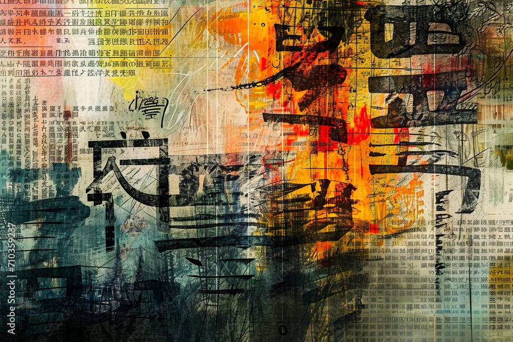 Abstract image of foreign language collage asia Abstract image of foreign language collage asia