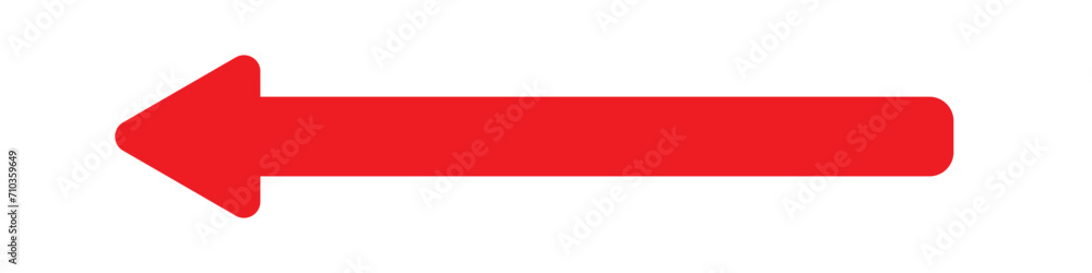 Red arrow pointing left. Arrow shape icon element . Red arrow pointing left. Arrow shape icon element .