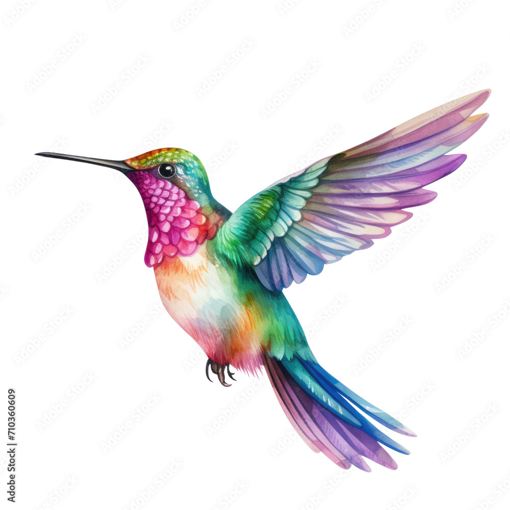 Fototapeta premium Hummingbird clipart for graphic resources watercolor PNG transparent background