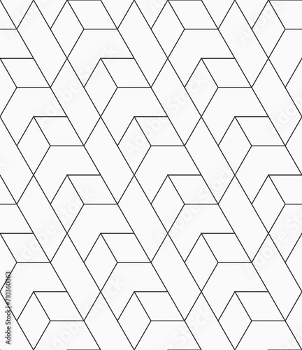 Vector seamless pattern. Repeating geometric diagonally arranged tiles. Modern stylish texture. Linear vector pattern. Vector monochrome background. photo