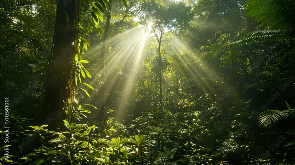 sun rays in the forest