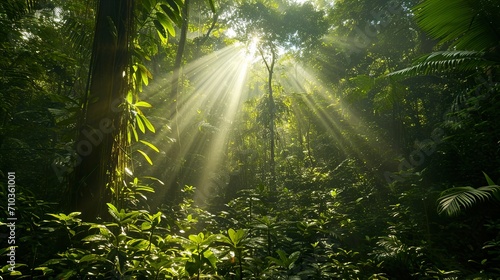 sun rays in the forest