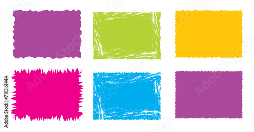 Jagged rectangle. Bright color simple shapes. Rectangle paper template jagged and rough.