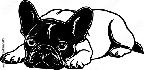 French Bulldog Dog SVG Black Head Lying Down Sleepy