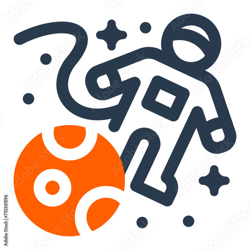 Zero Gravity Spacewalk Vector Icon Illustration