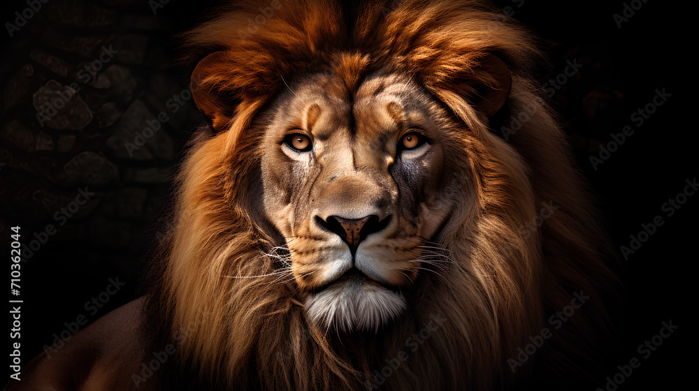 Close-up Lion, A large, formidable lion