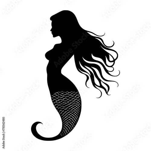 mermaid hair style  Vector illustration silhouette image icon