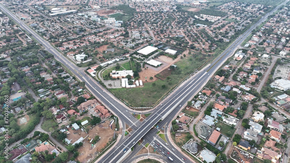 Residential houses aerial view in Gaborone, Botswana, Africa