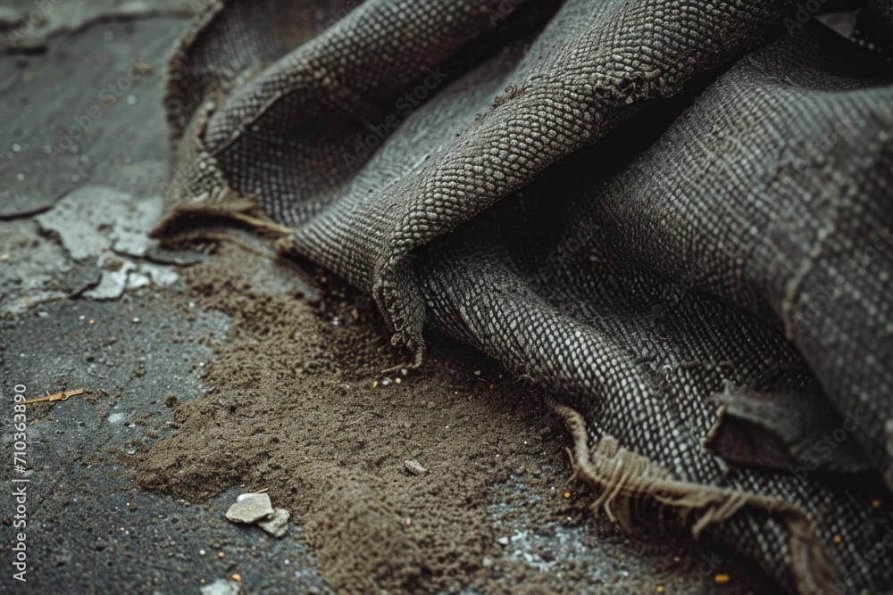 Zoomed-in texture of dirty and worn-out fabric