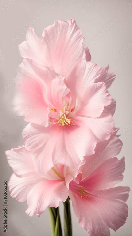large beautiful white and pink gladiolus flower