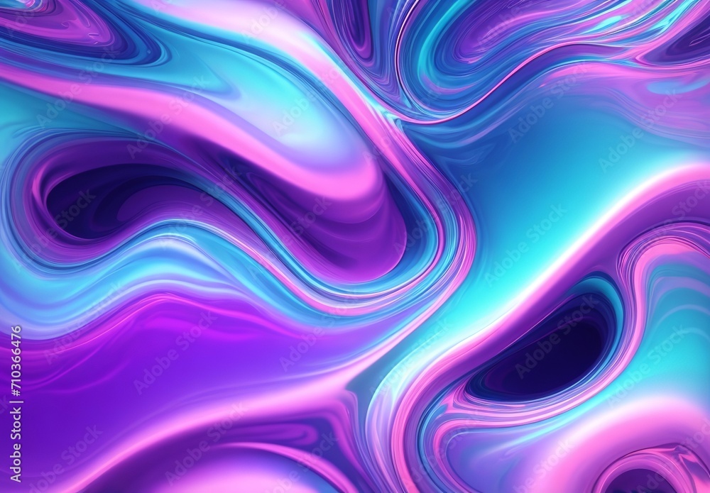 Fototapeta premium Liquid shapes abstract holographic 3D wavy background 