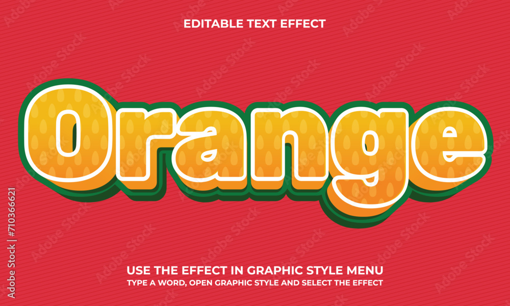 Vector 3D Bold Orange Fruit Text Effect Vector 3D Bold Orange Fruit Text Effect