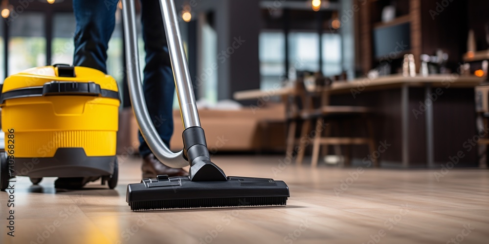 Cleaning with a vacuum cleaner close-up Cleaning with a vacuum cleaner close-up