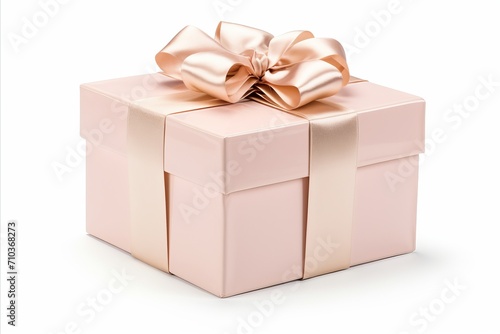 Elegant present with red ribbon bow on clean white background for special occasions and gift-giving © Ksenia Belyaeva