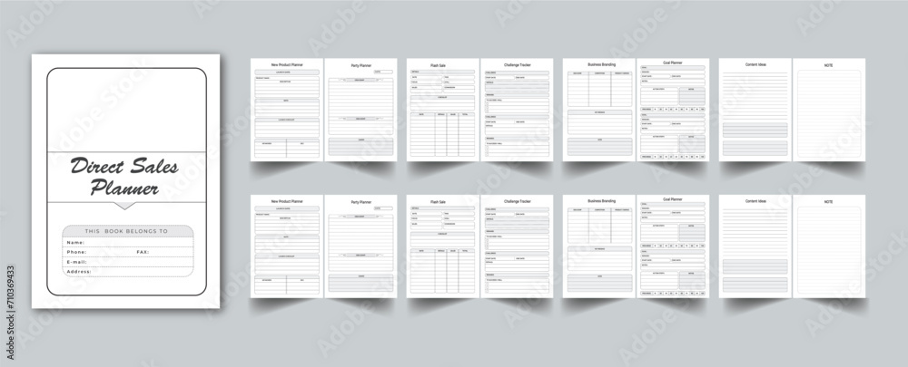 Editable Direct Sales Planner Kdp Interior printable template Design. Editable Direct Sales Planner Kdp Interior printable template Design.