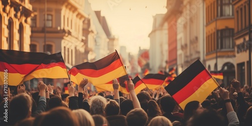 unity People in Germany celebrating with national flags
