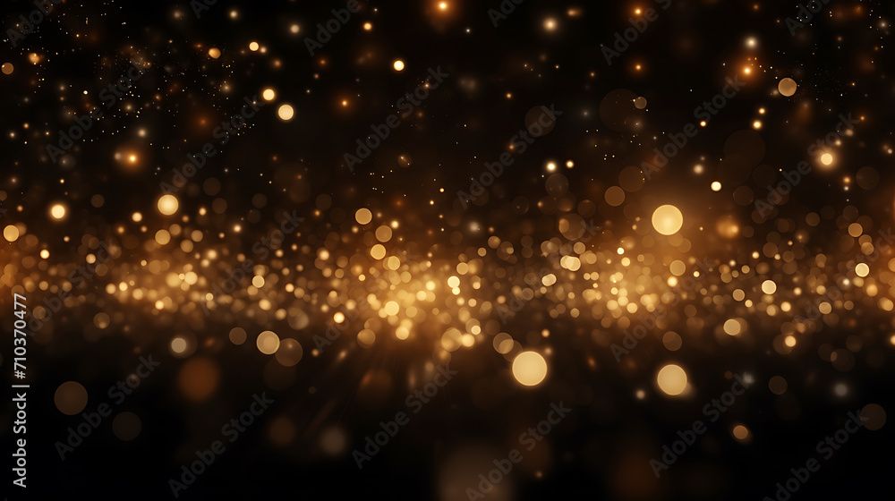 Dunkler Hintergrund mit leuchtenden goldenen Glitzer Partikeln 