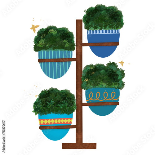 Set of flower pot vector in transparent background